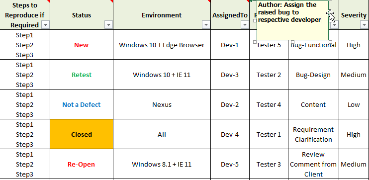 Download Free Bug Tracking Template