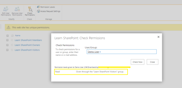 SharePoint User Permission