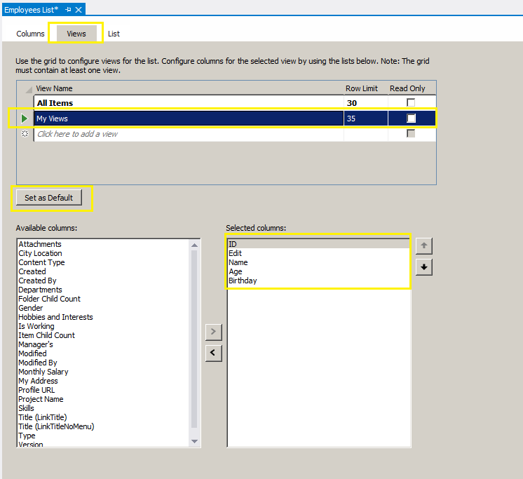 SharePoint List Views