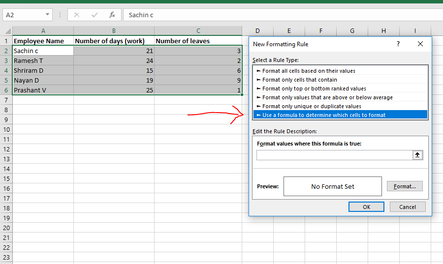 Excel formatting operations